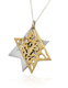 HaAri Jewelry Shema Yisrael Star of David Two-Tone Pendant 9K Gold & Sterling Silver