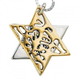HaAri Jewelry Shema Yisrael Star of David Two-Tone Pendant 9K Gold & Sterling Silver
