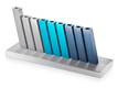 Adi Sidler Kinetic Hanukkah Menorah Aluminum - Turquoise, Blue and Silver Rods