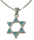 Rhodium Star of David Pendant Necklace - Colored Stones