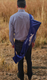Yemenite Shofar Pouch Blue Velvet - Silver Embroidered Jerusalem Image