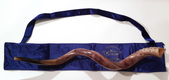 Yemenite Shofar Pouch Blue Velvet - Gold Embroidery Jerusalem & Star of David