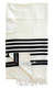 Talitnia Malchut Wool Non Slip Tallit Prayer Shawl Black Stripes - Optional Handmade Tzitzit Strings