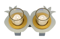 Shraga Landesman Joined Pair Pomegranate Candle Holders - Silver and Gold
