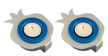 Shraga Landesman Pair Aluminum Pomegranate Candle Holders - Silver and Blue