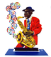 David Gerstein Free Standing Double Sided Music Sculpture - Saxophone Player