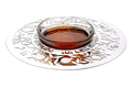 Dorit Judaica Glass and Stainless Steel Honey Dish with Spoon - Pomegranates