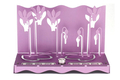 Shraga Landesman Hanukkah Menorah, Slender Cyclamen Flowers - Violet
