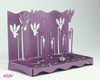 Shraga Landesman Hanukkah Menorah, Slender Cyclamen Flowers - Violet