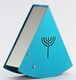 Shraga Landesman Rocking Charity Box Matan Be'seter & Menorah Motif - Turquoise