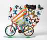 David Gerstein Free Standing Double Sided Bicycle Sculpture - Rider in Euphoria