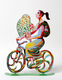 David Gerstein Free Standing Double Sided Bicycle Sculpture - Rider with Flowers