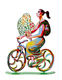 David Gerstein Free Standing Double Sided Bicycle Sculpture - Rider with Flowers