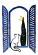 David Gerstein Free Standing Open Window Sculpture - Cat Moon and Tree