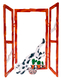 David Gerstein Free Standing Open Window Cat and Cactus Sculpture - Back Home