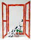 David Gerstein Free Standing Open Window Cat and Cactus Sculpture - Back Home