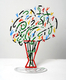 David Gerstein Free Standing Double Sided Flower Sculpture - White Bouquet