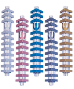 Agayof Cylinder Mezuzah Case with Triangles, Light Colors - 6 Inches Height