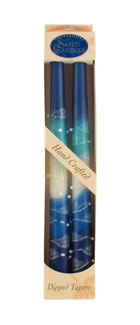 Pair of Galilee Handcrafted Decorative Taper Candles-Shades of Blue