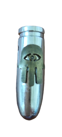 Necklace, Israeli Army Silver Bullet Pendant with Hamsa Symbol - Ball Chain