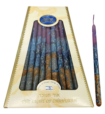Handmade Dripless Hanukkah Candles - Gold Purple and Turquoise
