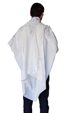 Talitnia Gilboa Light Weight Non Slip Tallit Wool Tallit Prayer Shawl - White Stripes