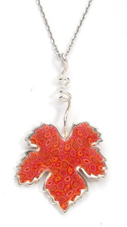 Coral Grape Leaf Necklace - SALE PRICE - 1 LEFT IN STOCK !