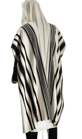 Talitnia Prima AA Tallit Premium Pure Wool Prayer Shawl - Black Stripes
