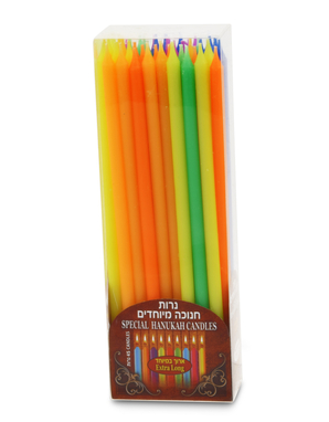 Extra Long Slender Hanukkah Candles in Assorted Colors