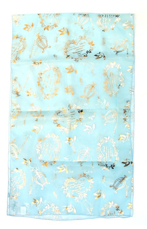 Womens Head Scarf, Song of Songs Verse with Harp Dove Images - Turquoise or Blue