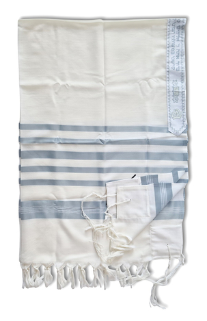 Talitnia Barak Non Slip Lightweight Wool Tallit Prayer Shawl - Blue Stripes