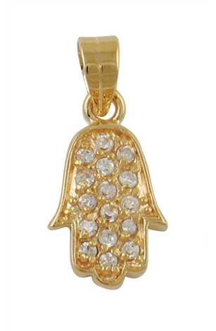 Gold Filled Zirconium Hamsa Pendant