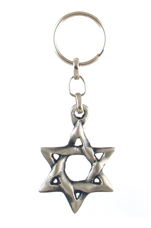 Classic Silver Star of David Keychain - Pewter