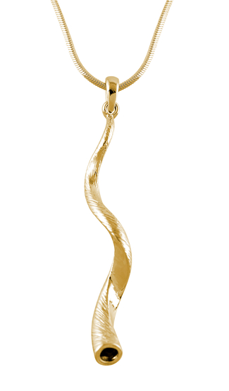 Gold Yemenite Shofar Necklace Pendant Rhodium Plated