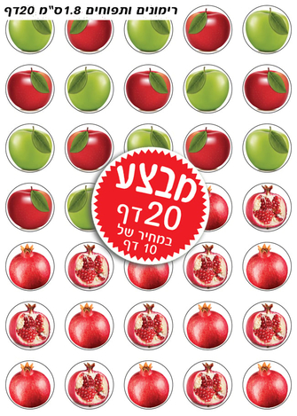 Small Colorful Stickers for Children - Rosh Hashanah Apples and Pomegranates