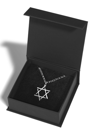 Adi Sidler Stainless Steel Necklace, Star of David with Contemporary Touch