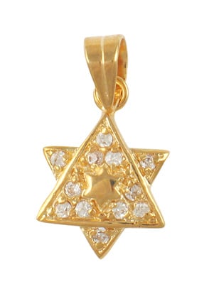 Gold Filled Cubic Zirconium 2-Star of David Pendant