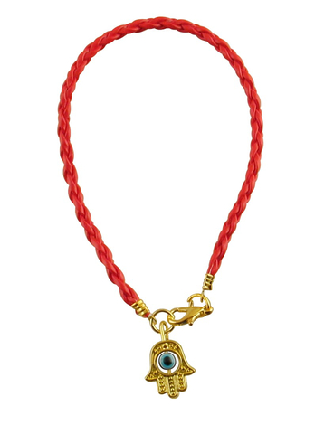 Special Offer! Red Cord Kabbalah Bracelet, Hamsa Charm - Gold