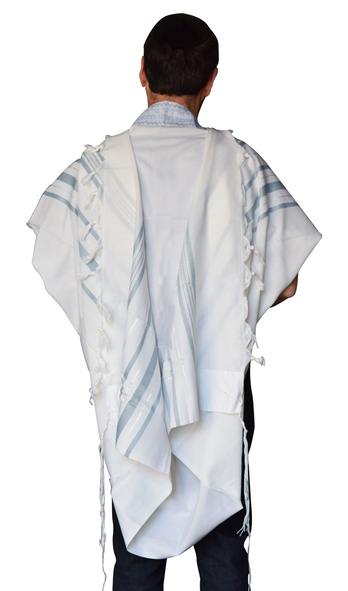 Talitnia Gilboa Light Weight Non Slip Tallit Wool Tallit Prayer Shawl - Light Blue Strips