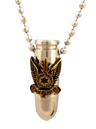 Necklace, Bronze Israeli Army Bullet Metal Pendant - Air Force Emblem