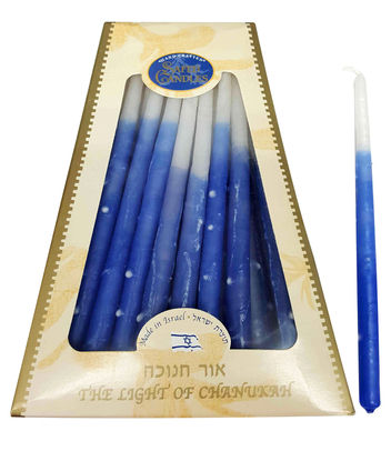 Handcrafted Dripless Decorative Chanukkah Candles - Blue and White
