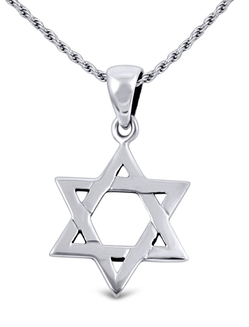 Star of David Necklace Pendant for Women or Men in 925 Sterling Silver with Chain