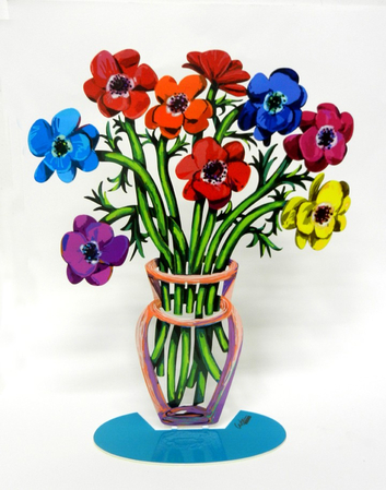David Gerstein Free Standing Double Sided Flower Sculpture  Poppies Small