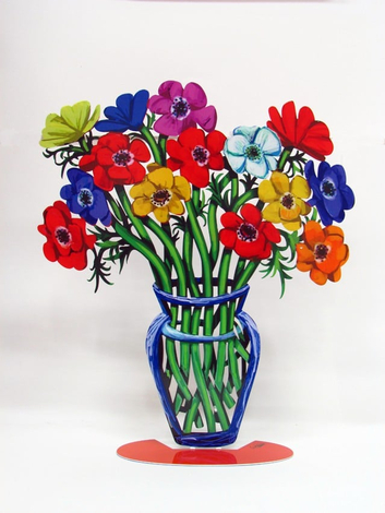 David Gerstein Free Standing Double Sided Flower Vase Sculpture - Poppies Large