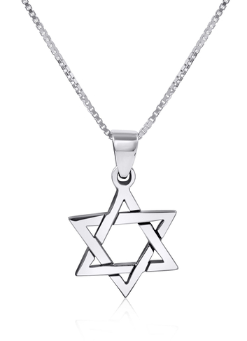 925 Sterling Silver Interlocking Triangles Star of David Necklace for Women or Men