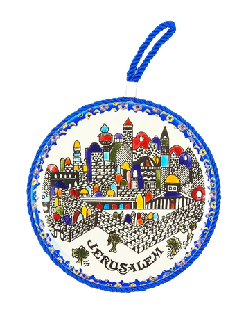 Ceramic Wall Plaque With Armenian Art Jerusalem Images  Three Sizes