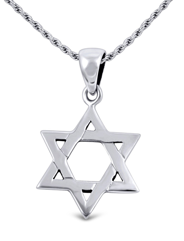 Star of David Necklace Pendant for Women or Men in 925 Sterling Silver with Chain