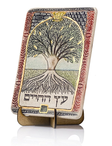 Art in Clay Handcrafted Ceramic 24K Gold Decorated Plaque - Tree of Life