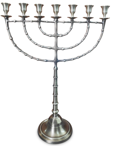 Extra Large Seven Branch Menorah, Silver Nickel with Antique Look  22 Inches