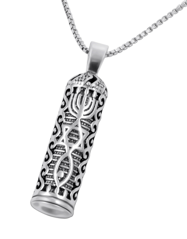 Grafted Mezuzah Necklace Pendant in Sterling Silver